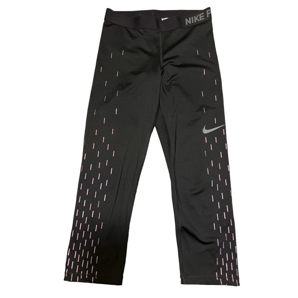 Nike Pro Reflective Holographic Dashed Vertical Side Stripe Size S Black Multi